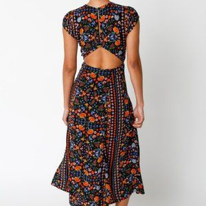 New to The King Kouture Boutique Ethic Printed Dress Back Cutout High Slit Med